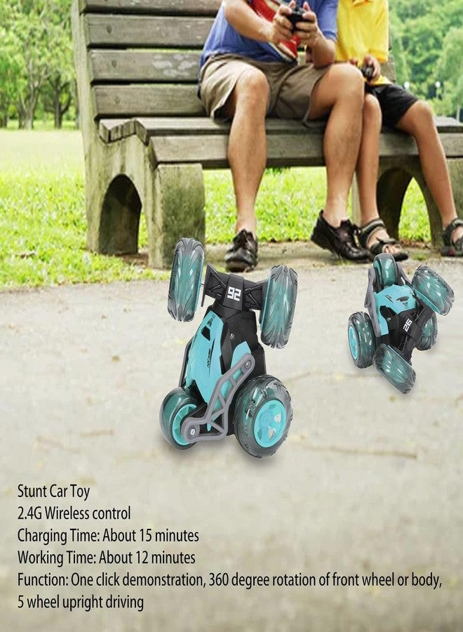 TEC TAVAKKAL Big Size Rechargeable RC Stunt Cars for Kids, 5 Wheel 2.4 GHz Remote Control Car Stunt Vehicle High Speed 360 Degree Rotation Flip Racing Car Upright Driving Toys for Boys Girls (Blue) - Image 2